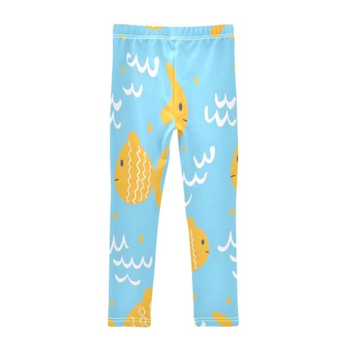 Bolaz Toddler Girls Leggings Printed Yoga Pants Leggings Yellow Fish White Swave for Kids2