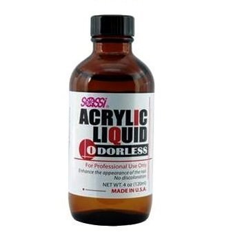 Sassi Acrylic Liquid Odorless 4 oz, Professional, no discoloration, salon, pedicure, manicure, acrylic nail, nail powder