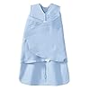 HALO 100% Cotton Sleepsack Swaddle, 3-Way Adjustable Wearable Blanket, TOG 1.5, Baby Blue, Newborn, 0-3 Months