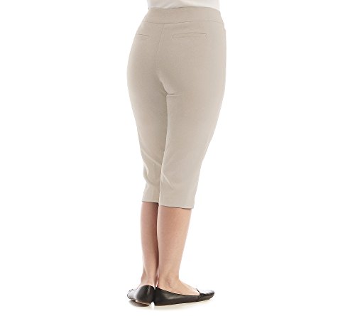 Studio Works Plus Size Wide Waistband Pull-On Capri Pants Stonewall Beige 24W2