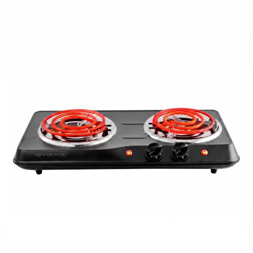 OVENTE Electric Double Burner 1700W Coil Hot Plate Black BGC102B