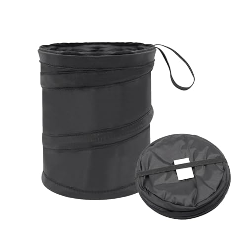 Image of Car Trash Can, 2 Packs Mini Collapsible Pop-up Car Garbage Can, Waterproof Hanging Trash Bag with Velcro, 1 Gallon Black Car Trash Bin for Travel, Picnic & Camping