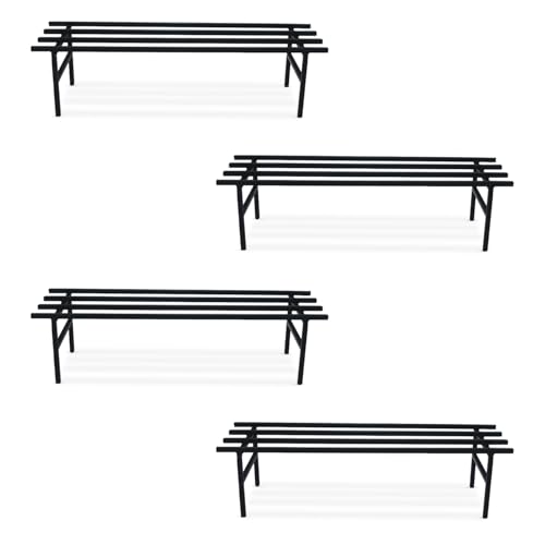 Image of BonKaso Heavy Duty Rectangle Plant Stand: 76x24x18 cm, Black - Set of 4, Modern Design for Indoor & Outdoor Use, Sturdy, Anti-Rust Planter Stand for Garden, Balcony, Patio