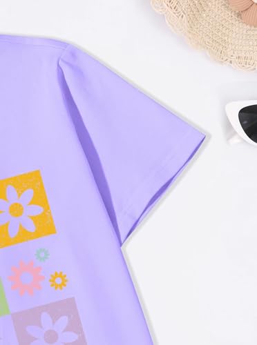 Image of Girls' Graphic Tees Summer Cute Tops Casual Short Sleeve Crew Neck T Shirts