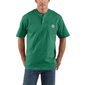 Carhartt Camiseta masculina Henley de manga curta K84, North Woods Heather, 4G
