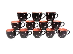 Microwave Safe Ceramic Black Color Tea and Coffee Cups 90 ml Set of 12