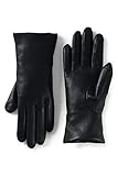 Lands' End Womens Cashmere Lined Leather Tech Gloves Black Regular Large