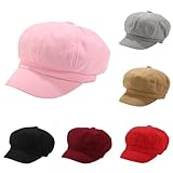 Womens Newsboy Cap Fashion Pu Leather Cabbie Painter Hat Beret Cap Navy One Size