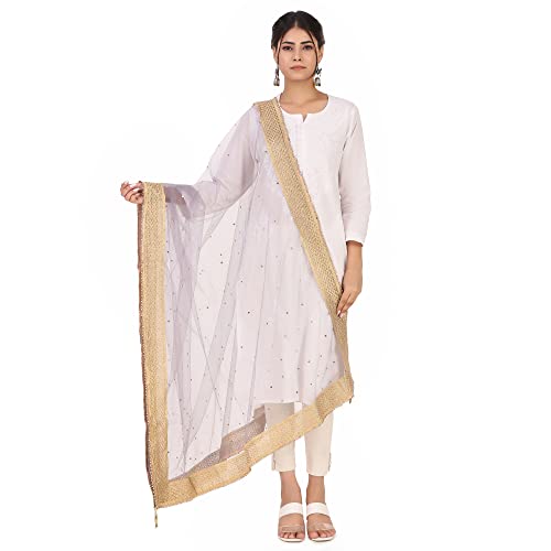 Image of Traditions Bazaar Women's Net Zari Border Dupatta
