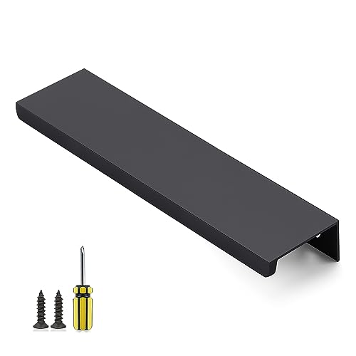 Image of Ravinte 1 Pack Finger Pulls for Cabinets 128mm /5 Length Black Edge Pulls
