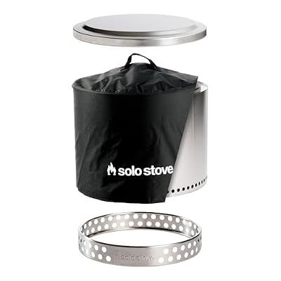 Solo Stove Bonfire Amazon Exclusive | Smokeless Fire Pit Bundle with Stand, Lid, Shelter & Ash Pan | Ideal for 4–6 People | Stainless Steel Wood Burning Camping Pit – 19.5" Wide, 34lbs