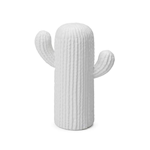 Black Velvet Studio Figura Mr Kaktus, cerámica, Color Blanco Mate, Cactus Decorativo, 24x18x9 cm.
