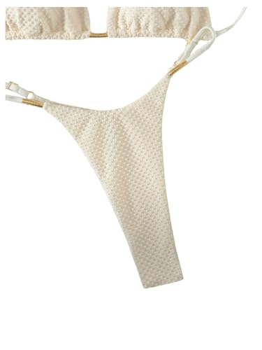 GORGLITTER Women's High Cut Thong Bikini Sets Halter Triangle Top Swimsuit Bathing Suit4