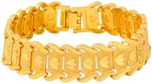 Yellow Chimes Trandy Link Heart Design 18K Gold Plated Wide Bracelet for Men and Boy's