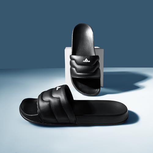 Image of ARVAN Mens Padded Strap EVA Sliders | Lightweight Slip-On Slippers with Cushioned Sole | Casual Open-Toe Slides