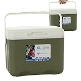 Nevera rígida de grado alimenticio, 6 l, con aislamiento, de polipropileno, con asa, hermética, resistente, para bebidas, alimentos, camping, pesca, color verde, suministros para acampar al aire libre
