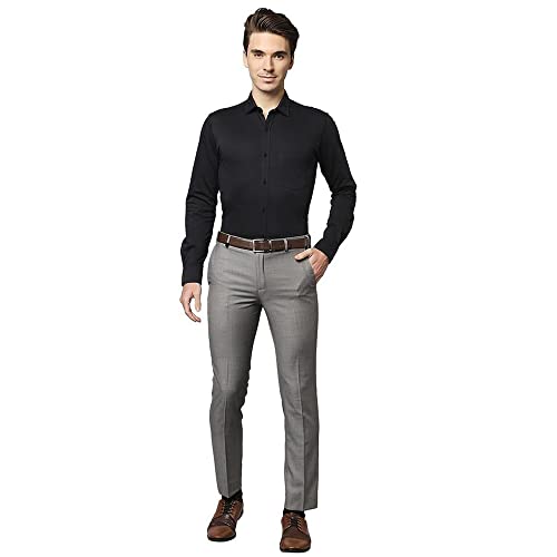 Image of Park Avenue Men's Cotton Blend Solid Pattern Slim Fit Narrow Collar Full Sleeve Formal Shirt