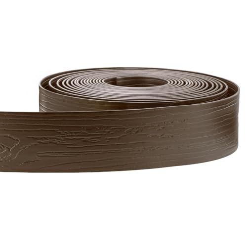 Decorative Wood Grain 4-in. x 40-ft. Landscape Lawn Edging Coil Kit with 10 Pack of Stakes, Brown - Thumbnail 2