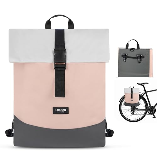 LARKSON Fahrradtaschen für Gepäckträger Damen Grau - Tammo Bike - 2 in 1 Fahrrad Tasche Rucksack & Gepäckträgertasche Hinten - Wasserabweisend