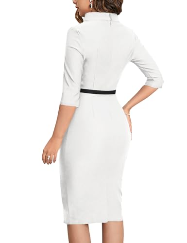 Image of MUXXN Women's 1950s Vintage 3 /4 Sleeve Elegant Collar Cocktail Evening Dress