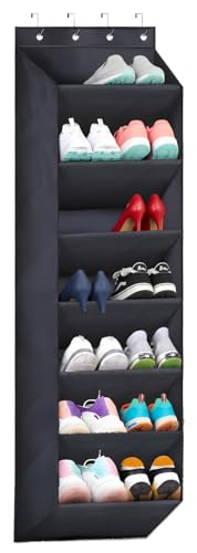 Over The Door Shoe Organizer – Hanging Shoe Organizer Storage, Multi-Purpose Organizer for Shoes, Accessories, Purses, and More – Hanging Sneakers Behind The Door & Closet (Black)