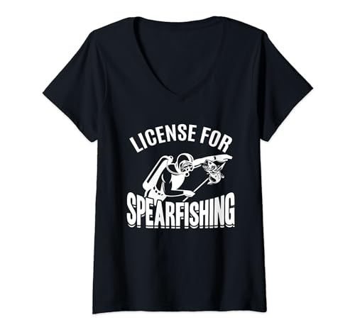 Spearfisherman Funny Spearfishing - Licencia Para Pesca Submarina Camiseta Cuello V