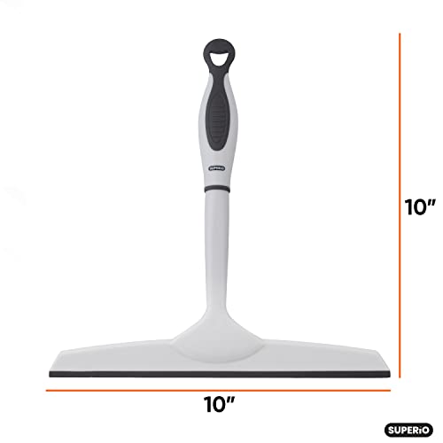 Image of Superio Rubber Squeegee, 2 Pack, Streak Free All Purpose Window Squeegee, Comfort Grip Handle and Hanging Hook (Grey, 10 Inch- 2 Pack)