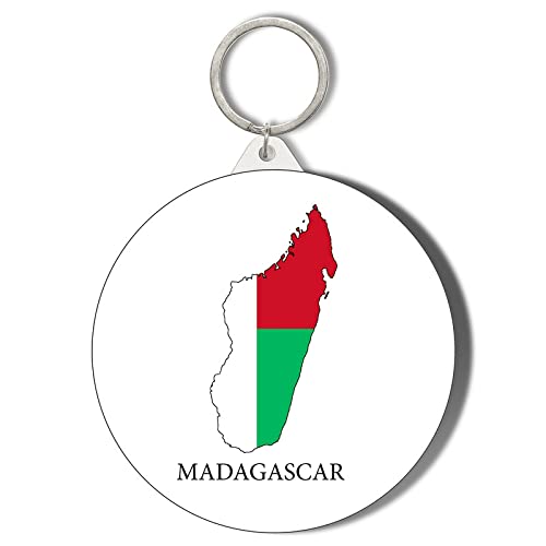 Gift Insanity White Madagascar Flag Mapped Large 58Mm Round Keyring
