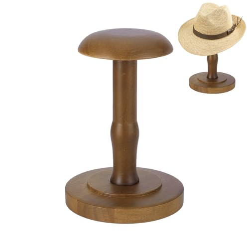 AHANDMAKER Hutständer Aus Holz Für Den Tisch Vintage Stil Kuppelförmiger Huthalter Ausstellungsständer Cap Organizer Und Präsentationsständer Für Fedora Sonnenhüte Strohhüte Perücke 124x230mm