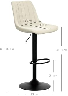 HOMCOM Modern Bar Stools Set of 2, Height Adjustable Swivel Bar Chairs with Backrest, Gas Lift and Footrest, Chenille Barstools for Breakfast Counter, Kitchen Island, Beige