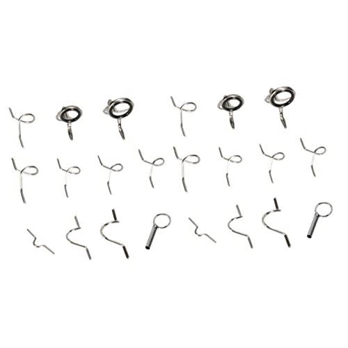 POPETPOP 2sets Stainless Steel Fly Fishing Rod Guide Tip Repair Kit Convenient Fishing Supply with Various Easy to Install Durable and Lightweight for DIY Eye Rings 11pcs*2