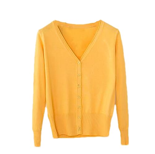 Cárdigan De Manga Larga para Mujer, Cárdigan De Punto con Cuello En V, Cárdigan De Botones Sueltos, Abrigo Fino Jiang Huang XXL