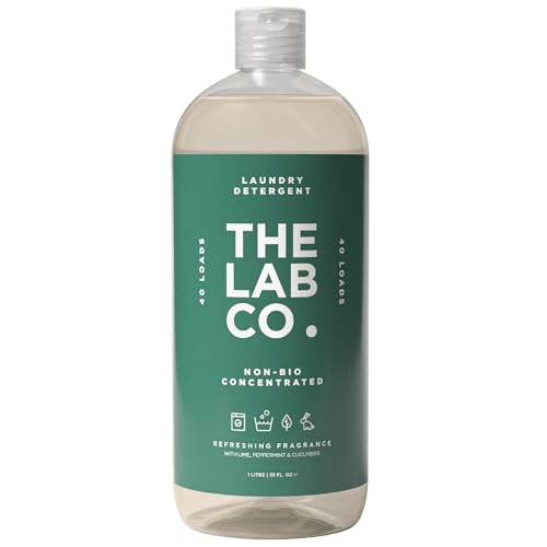The Lab Co. Non-Bio Concentrated Laundry Detergent | 40 Loads, 1L | Non-Toxic Fragrance | Refreshing Lime, Peppermint & Cucumber Scent | Plant-Based, Vegan, Cruelty-Free, Sensitive Skin Safe
