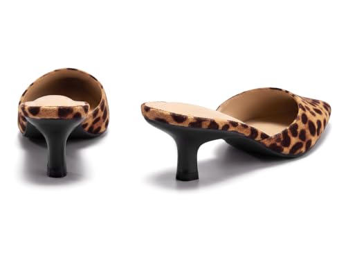 Image of Coutgo Womens Kitten Low Heels Mules Closed Pointed Toe Pumps Slip On Backless Dress Shoes
