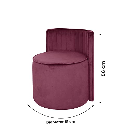 Image of Puffy Stool for Living Room | Velvet OttomanPouffes for Sitting with Backrest | Dressing Table Stool | Puffy Footstool Furniture for Home Decor, Office (Light Purple)