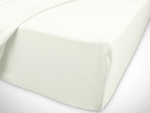 npluseins klassisches Jersey Spannbetttuch - erhältlich in 34 modernen Farben und 6 verschiedenen Größen - 100% Baumwolle, 140-160 x 200 cm, naturweiß - Image 8