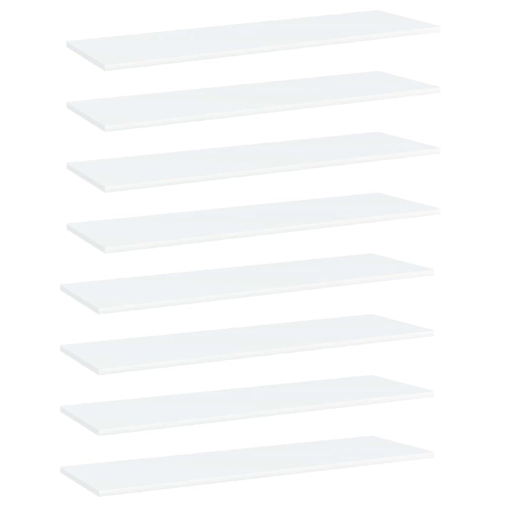 vidaXL 8x Wall Shelf Boards White Extra Shelf Bookcase Bookrack Home Indoor Furniture Shelf Panel Library Study Room White Engineered Wood — image 1
