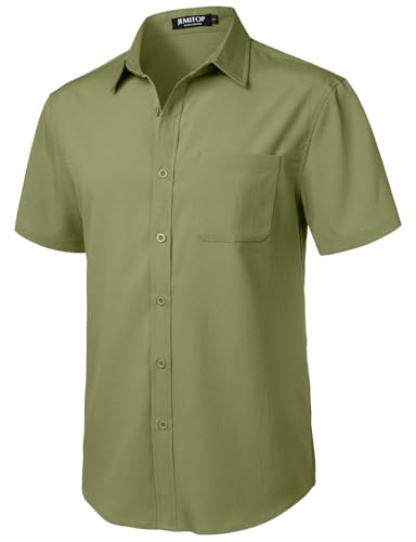 Image of JEMITOP Mens Stretch Wrinkle Free Texture Shirts