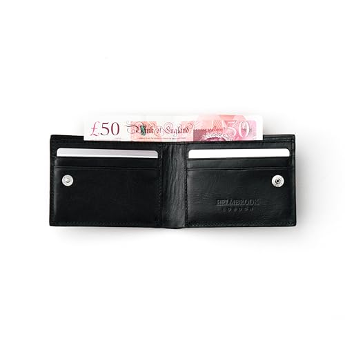 Men's Wallet, Coin Pocket, 6 Card Slots, Snap Closure, RFID Blocking, Minimalist Slim Full-Grain Leather, Gift Box & Pouch for Christmas & Birthday, Black3