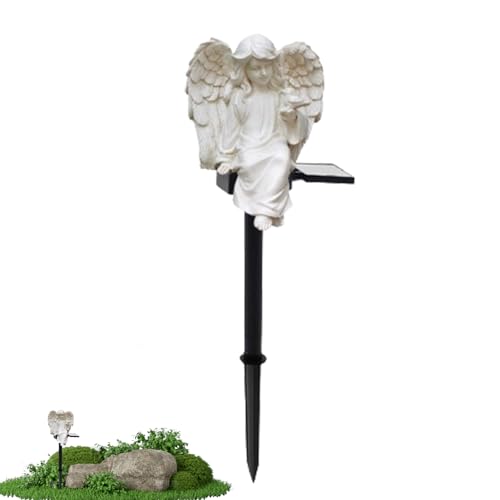 Luce solare a forma di angelo, in resina, per giardino, paesaggio, sentiero, impermeabile, per prato, patio, sentiero, cortile