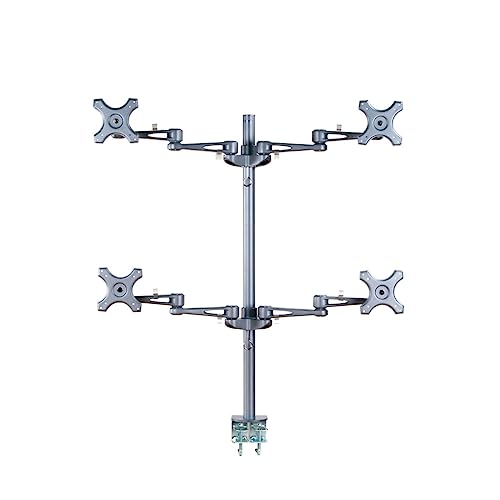 Newstar FPMA-D935D4 Tilt/Turn/Rotate Quad Desk Mount (clamp) for four 10-27" Monitor Screens, Height Adjustable - Silver