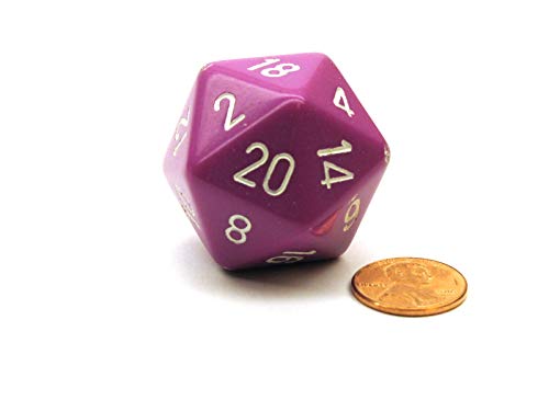 Jumbo d20 Counter - Opaque 34mm Dice: Light Purple with White