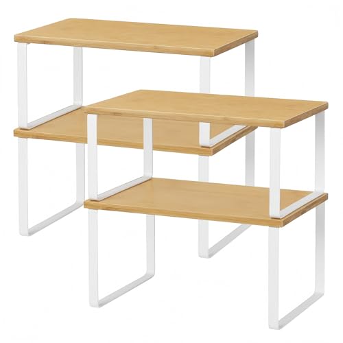 NEX Stackable Bamboo Kitchen Shelf Organizer (Set of 4)