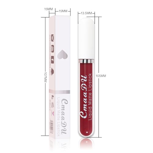 Image of evpct 1Pcs Plum Red Liquid Matte Lipstick Lipgloss Set for Women, labiales mate 24 horas originales matte larga duracion 24 Hour Lipstick Lip Stains Long Lasting Waterproof 24, 06#