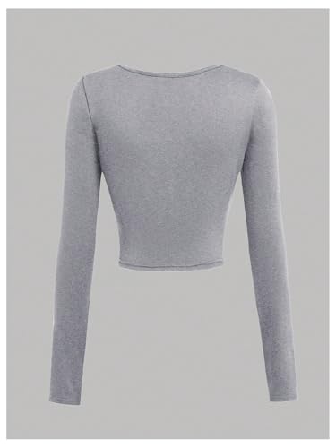 SOLY HUX Girl's 3 Piece Long Sleeve T Shirts Square Neck Basic Slim Fitted Tees Crop Tops3