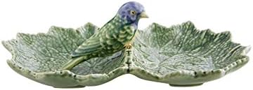Bordallo Pinheiro Cinerária Double Leaf 22 with Blue Bird Olive Dish