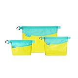 pack all 3 Pcs Water-Resistant Material Zipper Pouch Set, Mesh Zipper Bags for Storage, Travel, Office (Yellow)