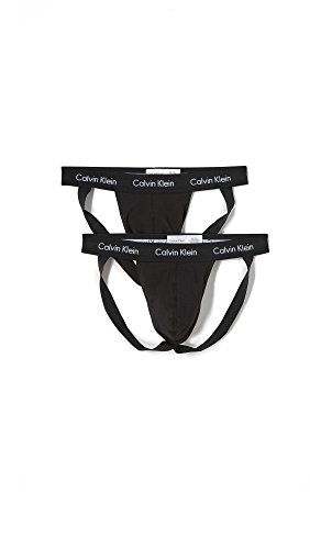 Calvin Klein Men's Underwear 2 Pack Cotton Stretch Jock Straps, Black, Large