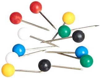 Amazon Basics Map Push Pins, Plastic Head, Steel Point, Assorted Colors, 200-Count