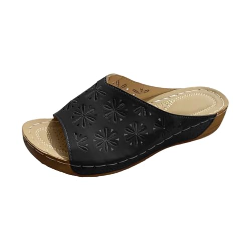 MJGkhiy Pantoufles orthopédiques pour femme d'été ouvertes devant pantoufles maison légères antidérapantes chaussures orthopédiques mer plage sandales Slip-On plante large mode chaussons compensés